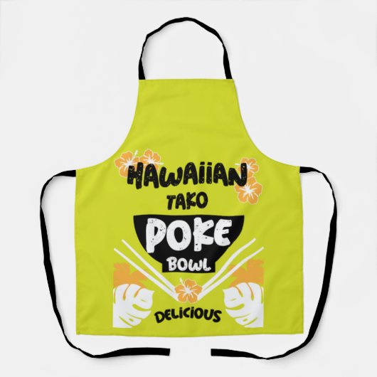 Hawaiian Poke Bowl Tako Poke Apron Schort (Voorkant)