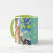 Hawaiian Polynesische vrouw  kunst monogram Mok (Voorkant links)