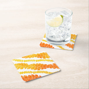 Hawaiian Print Puakenikeni lei Vierkante Kartonnen Onderzetter