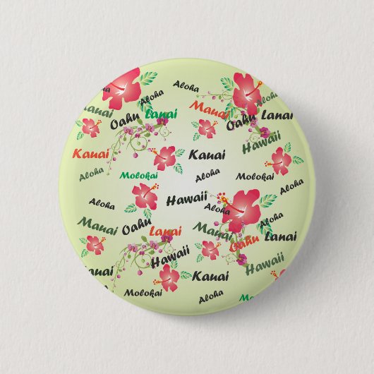 Hawaiian Print Ronde Button 5,7 Cm (Voorkant)
