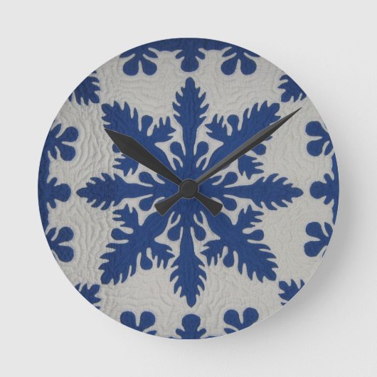 Hawaiian Quilt Blue Ronde Klok (Voorkant)