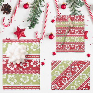 Hawaiian Red en Green Hibiscus Wrapping Paper
