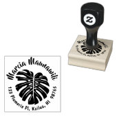 Hawaiian Return Address Stamp Monstera Cirkelnaam Rubberstempel (Gestempeld)