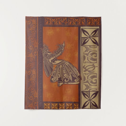 Hawaiian - Samoan - Polynesiaanse Hula Dancer Wandkleed (Voorkant)