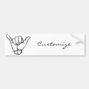 Hawaiian Shaka Brah Wave Thunder_Cove Bumpersticker