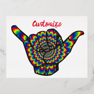 Hawaiian Shaka Psychedelic Thunder_Cove Folie Feestdagen Briefkaart