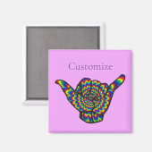 Hawaiian Shaka Psychedelic Thunder_Cove Magneet (Voorkant / Achterkant)