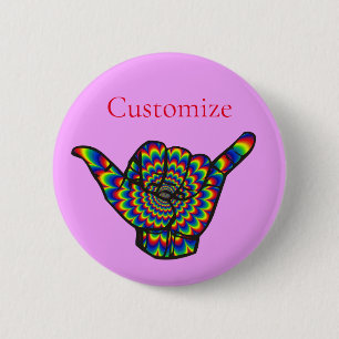 Hawaiian Shaka Psychedelic Thunder_Cove Ronde Button 5,7 Cm