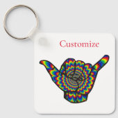 Hawaiian Shaka Psychedelic Thunder_Cove Sleutelhanger (Voorkant)