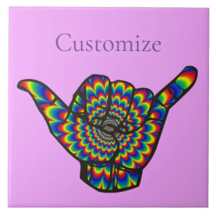 Hawaiian Shaka Psychedelic Thunder_Cove Tegeltje