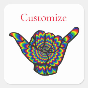 Hawaiian Shaka Psychedelic Thunder_Cove Vierkante Sticker