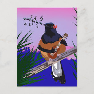 Hawaiian Shama Bird speelt ukulele Briefkaart