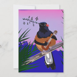 Hawaiian Shama Bird speelt ukulele Feestdagenkaart