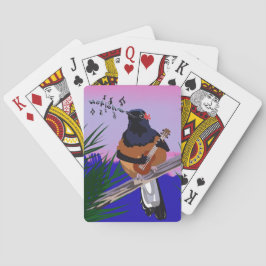 Hawaiian Shama Bird speelt ukulele Pokerkaarten