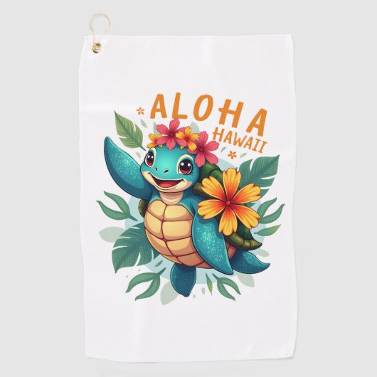 Hawaiian-Shirt Aloha Hawaii Zee Schildpad Meisje V Golfhanddoek (Voorkant)