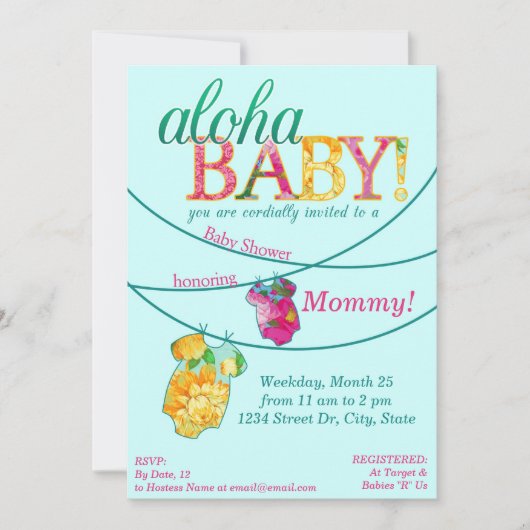 Hawaiian Shirt Onsie Luau Shower Kaart (Voorkant)