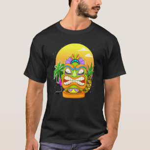 Hawaiian Statue Luau Party Polynesiaanse Tiki Mask T-shirt