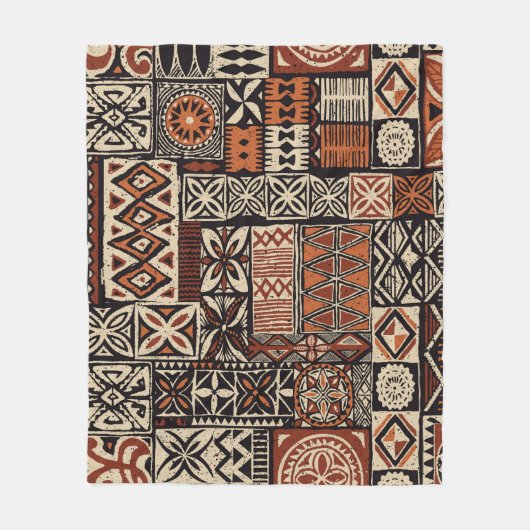 Hawaiian style tapa tribal fabric abstract patchwo fleece deken (Voorkant)