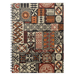 Hawaiian style tapa tribal fabric abstract patchwo notitieboek
