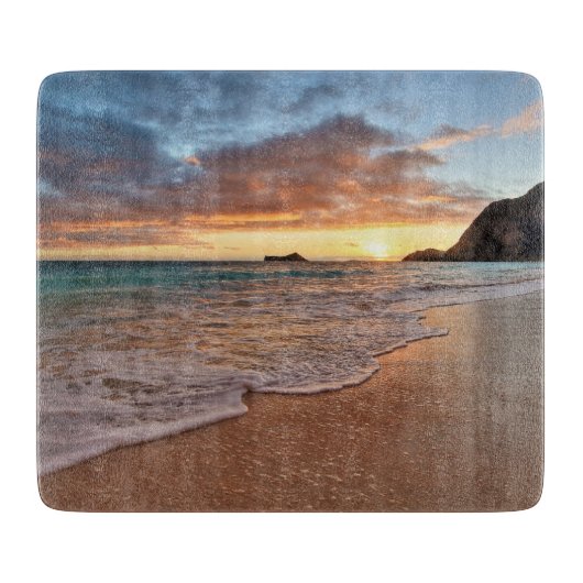 Hawaiian Sunrise Glass Cutting Board Snijplank (Voorkant)