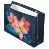 Hawaiian Sunrise Plumeria Grand sac cadeau (Devant Angle)