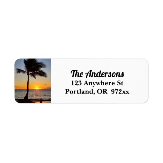 Hawaiian Sunset and Palm Tree Etiket (Voorkant)