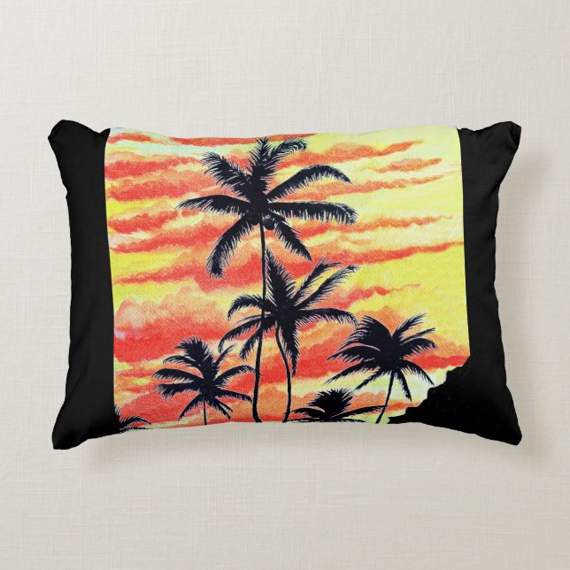 Hawaiian Sunset Coco Palms Accent Kussen (Voorkant)