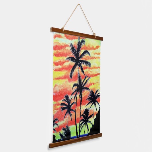 Hawaiian Sunset Coco Palms Hangend Wandkleed (Gebogen)
