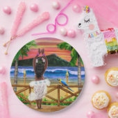 Hawaiian Sunset Hula Dancer Papieren Bordje (Feest)