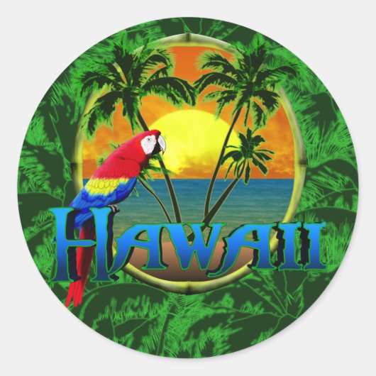 Hawaiian Sunset Ronde Sticker (Voorkant)
