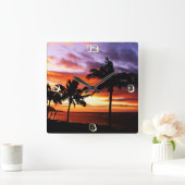 Hawaiian Sunset Vierkante Klok (Huis)