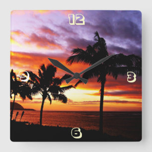Hawaiian Sunset Vierkante Klok