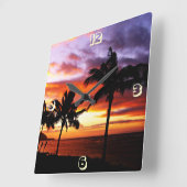 Hawaiian Sunset Vierkante Klok (Hoek)