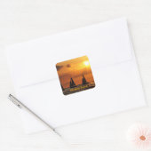 Hawaiian Sunset, Waikiki Beach, Vierkante Sticker (Envelop)