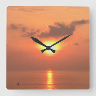 Hawaiian Sunset Wall Clock Vierkante Klok