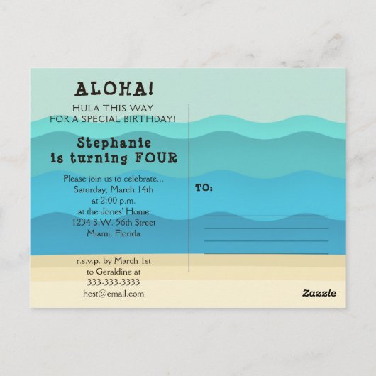 Hawaiian Surfer Girl Briefkaart (Achterkant)