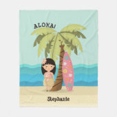 Hawaiian Surfer Girl Fleece Deken (Voorkant)