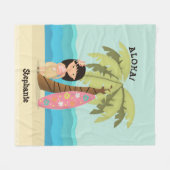 Hawaiian Surfer Girl Fleece Deken (Voorkant (Horizontaal))