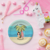 Hawaiian Surfer Girl Papieren Bordje (Feest)