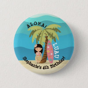 Hawaiian Surfer Girl Ronde Button 5,7 Cm