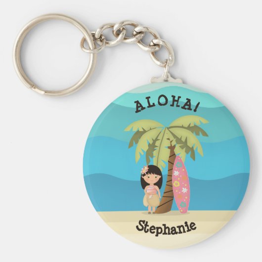 Hawaiian Surfer Girl Sleutelhanger (Voorkant)