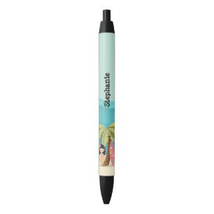 Hawaiian Surfer Girl Zwarte Inkt Pen