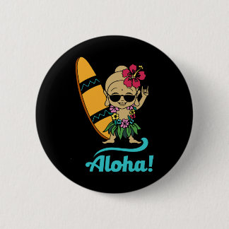 Hawaiian Surfing Buddha Aloha Hawaii Beach Yoga  Ronde Button 5,7 Cm