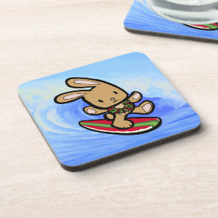 Hawaiian Surfing Bunny Holiday Cartoon Drankjes Onderzetter