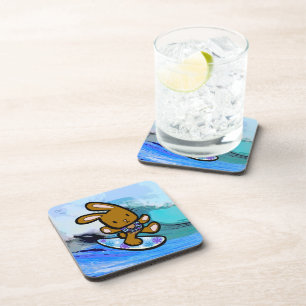 Hawaiian Surfing Bunny Holiday Cartoon Drankjes Onderzetter