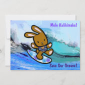 Hawaiian Surfing Bunny Holiday Cartoon Kaart (Voorkant)