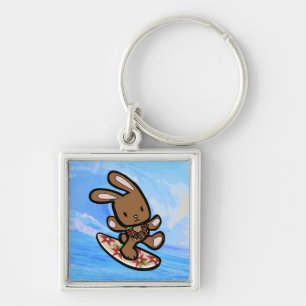 Hawaiian Surfing Bunny Holiday Cartoon Sleutelhanger