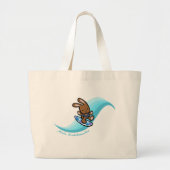 Hawaiian Surfing Bunny Holiday Turq Cartoon Grote Tote Bag (Voorkant)
