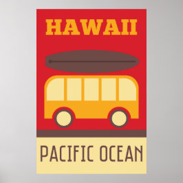 Hawaiian Surfing Bus Poster