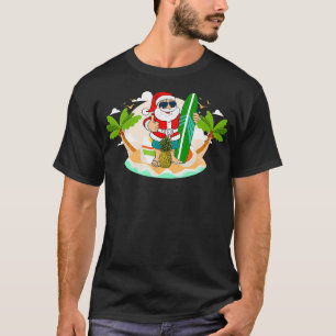 Hawaiian Surfing Santa Claus of Surf Beach Christm T-shirt